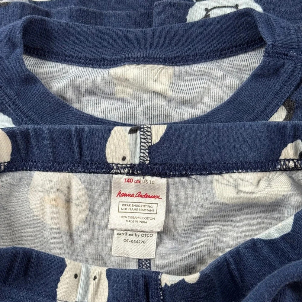 Lot of 3 Hanna Andersson Sz 10 Multicolor Dinosaur Polar Bear Striped Pajama Set